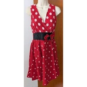 Disney Parks Dress Minnie Mouse Women’s Sz S Red Polka Dots Bow and Cameo